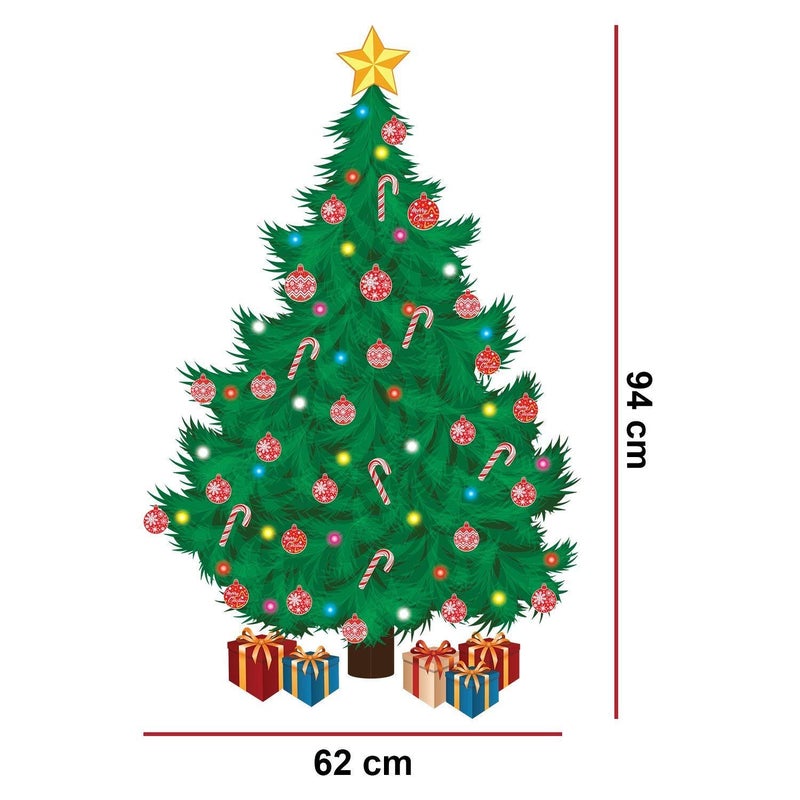 WALPLUS Christmas Decorations Clearance for Home Indoor Wall Stickers Merry Christmas Decor Wall Murals Decals Living Room Children Nursery Restaurant Cafe Hotel Home Decor (Traditional Christmas Tree) - Image 2